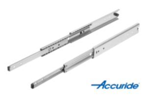 Stainless steel telescopic slides for side mounting, over-extension, load capacity up to 90 kg