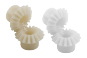 Műanyag kúpos fogaskerekek, áttétel 1:1, fröccsöntött, egyenes fogazású, kapcsolószög 20°