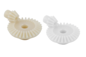 Műanyag kúpos fogaskerekek, áttétel 1:3, fröccsöntött, egyenes fogazású, kapcsolószög 20°