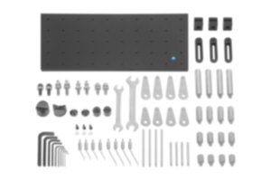 Clamping component sets for fixating for co-ordinate measuring machines, column principle