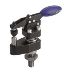 Toggle clamp, horizontal   with horizontal foot, adjustable clamping spindle and support